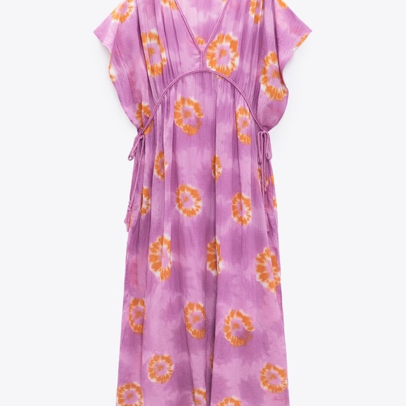 Zara limited edition printed cotton kaftan dress you cannot miss - Picture 5 of 8